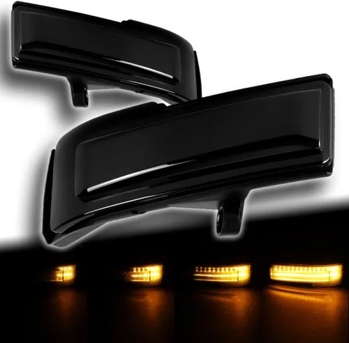 Vista 6 de Q1-TECH, lente ahumada dinámica ámbar LED espejo lateral luz intermitente compatible con Ford F-150 2015 - 2020, 2016 2017 2018 2019, luces LED