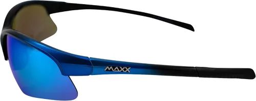 Vista 3 de MAXX Domain Sport Golf Gafas de sol negras y azules con lente de espejo azul polarizado, Negro