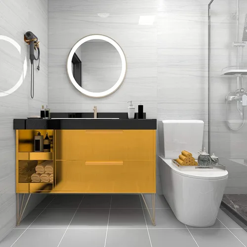 Vista 5 de Papel tapiz dorado de acero inoxidable extraíble para encimeras de despegar y pegar de 17.71 x 118 pulgadas, papel tapiz autoadhesivo y lavable