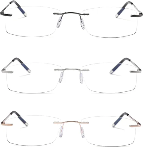 Vista 2 de HIYANJN Gafas de lectura a prueba de luz azul para mujeres y hombres, filtro antideslumbrante, lentes ligeros