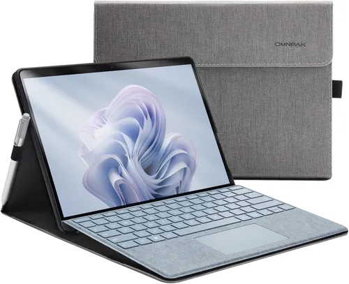 Vista 11 de Omnpak Microsoft Surface Pro 11/10/9 - Funda protectora ligera, múltiples ángulos, soporte para stylus, diseñada para Surface 11ª edición AI