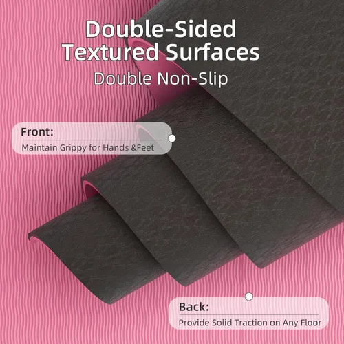 Vista 3 de Yoga Mat Non Slip, Anti-Tear 1/4" & 2/5" Thick TPE Yoga Mats for Women and Men, a stylish and practical dual-tone yoga mat.72"x24" Exercise &