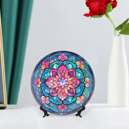 Vista 6 de Platos decorativos con diseño de flores bohemias, platos de cerámica para decoración del hogar, platos de exhibición para sala de estar, cocina