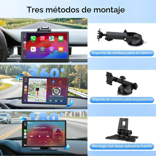 Vista 7 de Topexplore Carplay - Pantalla táctil portátil para automóvil, CarPlay inalámbrico de 9 pulgadas y actualización automática de Android