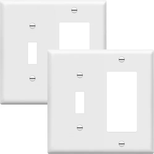 Vista 17 de ENERLITES - Placa de pared combinada para interruptor de palanca y enchufe decorativo, cubierta de acero inoxidable 201, resistente a la corrosión