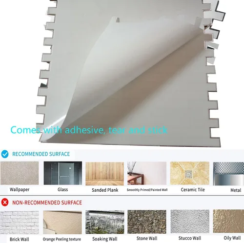 Vista 4 de 10 piezas de azulejos de piedra y textura de madera para salpicaduras, calcomanías de pared de metal de PVC, paneles de pared decorativos
