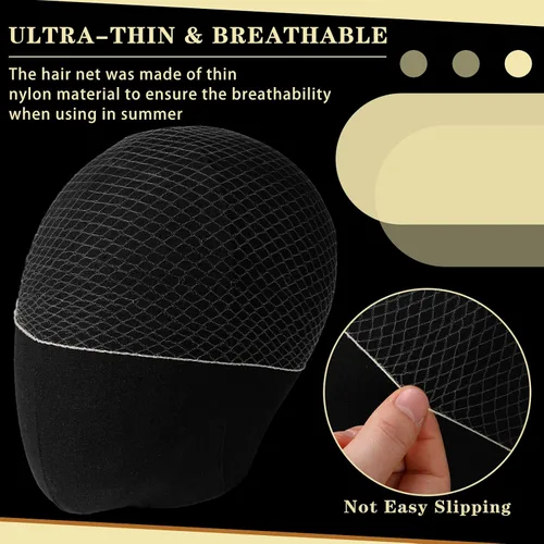 Vista 6 de 400 redes para el cabello para mujer, servicio de alimentos y moños de ballet, malla elástica invisible con bordes, 20 pulgadas (beige)