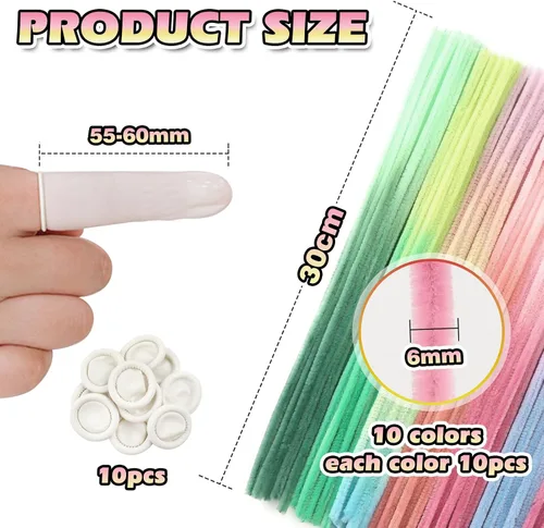 Vista 2 de TOAOB 100 unidades de limpiadores de tuberías degradados 10 colores tallos de chenilla