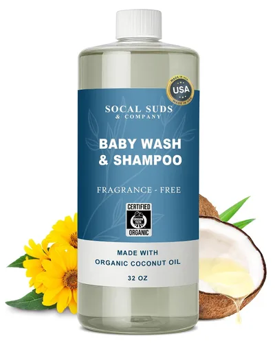 Vista 15 de SoCal Suds & Company Champú y gel de baño orgánico 2 en 1 para bebés y gel de baño, jabón de Castilla, jabón corporal suave y champú para pieles