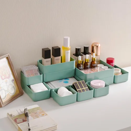Vista 5 de CHANCETSUI Organizador de maquillaje, juego organizador de cajones apilables, bandejas organizadoras de escritorio de baño y encimera de tocador