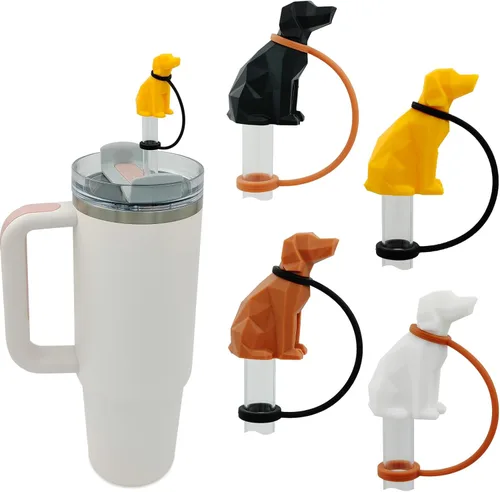 Vista 8 de HOMDSG Paquete de 4 cubiertas de pajita de sombrero de vaquero de silicona compatibles con la taza Stanley de 30 y 40 oz, lindo accesorio divertido
