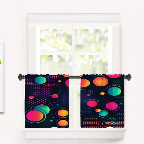 Vista 116 de Cortinas opacas de cocina con pintura al óleo de Europa rosa y negra para ventanas, cenefas opacas modernas de torre Eiffel de poliéster multicapa