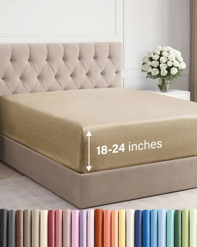 Vista 20 de Sábana bajera ajustable extra profunda Twin XL – Sábana bajera individual de lujo de hotel solamente – Se adapta fácilmente a colchones de 18 a 24