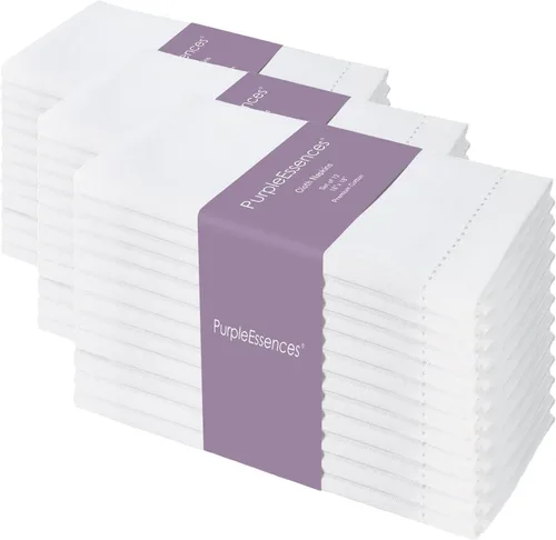 Vista 12 de PurpleEssences Juego de 6 servilletas de tela de vainica, 100% algodón, suaves, duraderas, lavables, ideales para bodas, Navidad, vacaciones