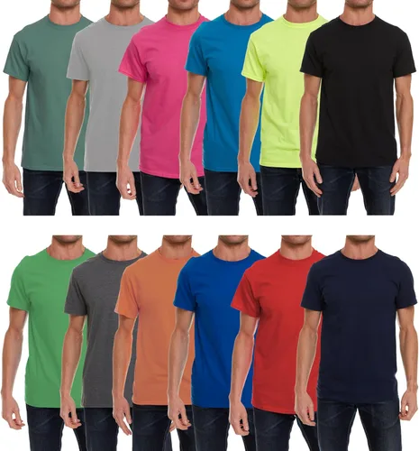 Vista 5 de SOCKS'NBULK Paquete de 12 camisetas de manga corta con cuello redondo y cuello redondo para hombre, mezcla de colores, tamaño a granel Paquete de 12