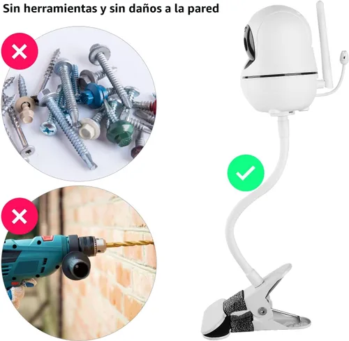Vista 6 de Soporte flexible para monitor de bebé compatible con HelloBaby HB65/HB6550/HB6558/HB66/HB248, monitor ANMEATE SM935E/SM650, soporte para cámara