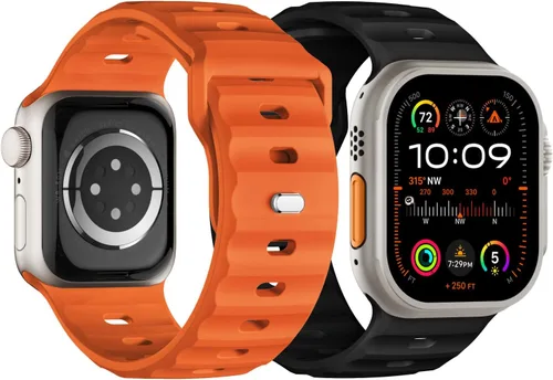 Vista 8 de Correa deportiva compatible con Apple Watch Ultra 2 Band de 1.929 in 1.811 in 1.772 in 1.732 in 1.654 in para hombres, correas de silicona suave