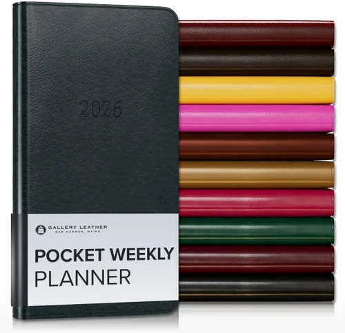 Vista 21 de Gallery Leather Planificador Semanal y Mensual Grande 2025-2026, Calendario Planificador y Cuaderno Elegantemente Encuadernado con Elegantes Bordes
