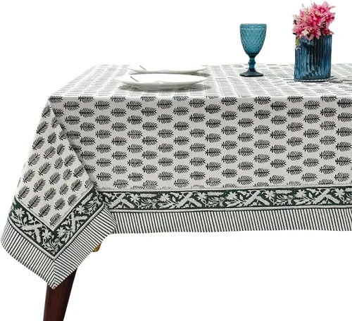 Vista 300 de Ridhi Mantel cuadrado con estampado de bloques de mano de caléndula ámbar