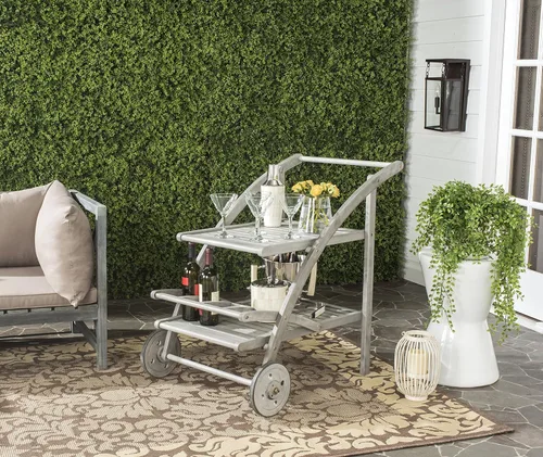 Vista 2 de Safavieh Outdoor Collection Lodi - Carrito de té, gris lavado
