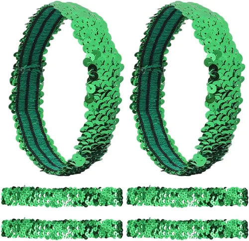 Vista 11 de GORGECRAFT 12 diademas de lentejuelas elásticas con purpurina elástica con purpurina a la moda, juego de accesorios para mujeres, deportes, bailes