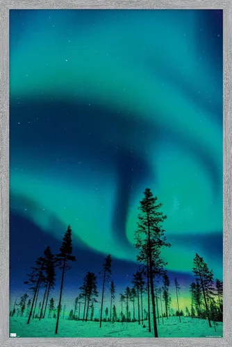 Vista 14 de Trends International Aurora Borealis - Póster de pared, 14.725 x 22.375 pulgadas, versión enmarcada de madera de granero