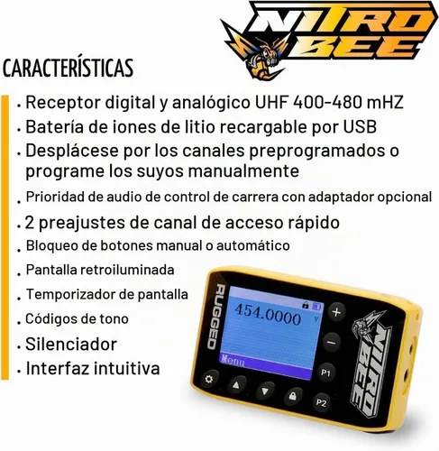 Vista 4 de Rugged Radios Nitro Bee (receptor de carreras, receptor de carrera)