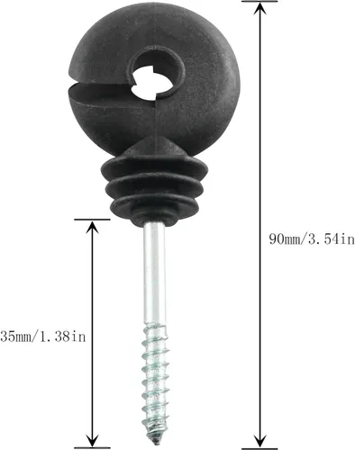 Vista 5 de Aislador eléctrico de valla aislador atornillado negro autorroscante anillo de valla aislante de poste de madera