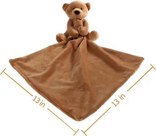 Vista 3 de Apricot Lamb Manta de seguridad de animales de peluche, oso de peluche marrón, manta de personaje para guardería, felpa de lujo