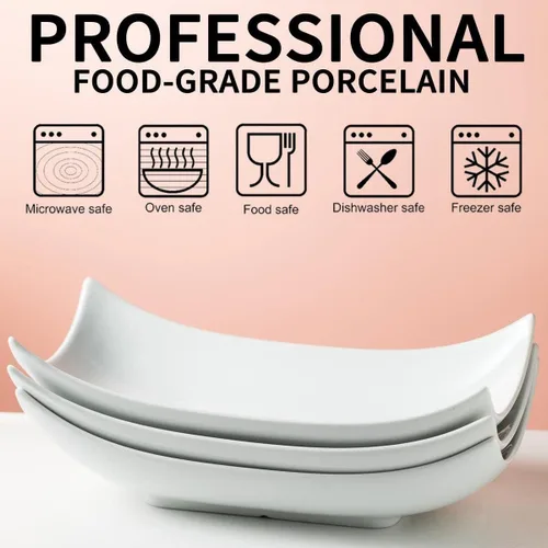 Vista 8 de Gomakren Juego de 3 platos para servir de porcelana para pavo y para entretener, platos curvados especiales, profundos y profundos para Acción