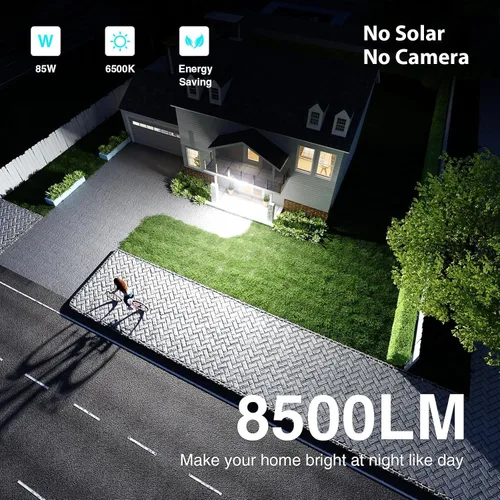 Vista 4 de Abovizo Luces de seguridad LED de 85 W con sensor de movimiento para exteriores, 8500 lm de atardecer al amanecer, IP65 impermeable, 6500 K, luz