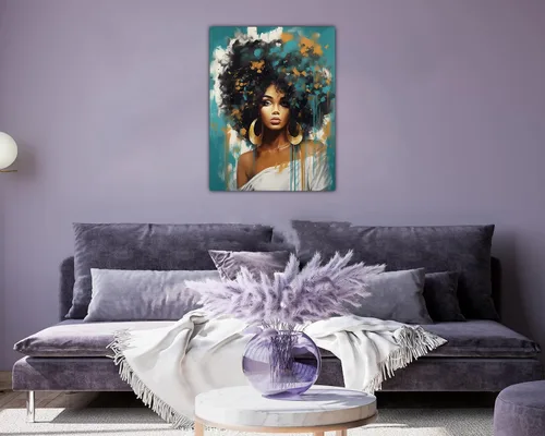 Vista 67 de Arte de pared afroamericano, decoración de rey y reina bailarín negro para sala de estar, arte de pareja de amor negro para dormitorio, lienzo