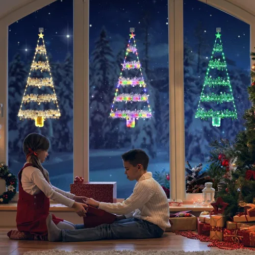 Vista 5 de Toodour Luces de Navidad para interiores, luces LED de Navidad de 2.65 pies, luz multicolor para colgar en la ventana, funciona
