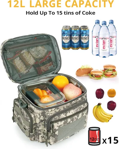 Vista 6 de ATRIPACK Lonchera táctica para hombres, bolsa de almuerzo táctica Molle con correas a prueba de fugas, aislada, para mujeres, comida para adultos