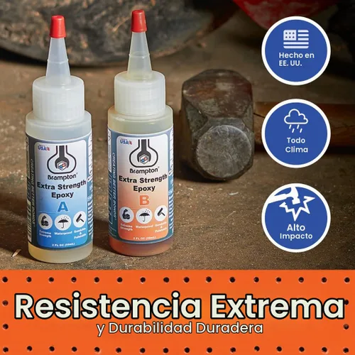Vista 2 de Brampton Epoxi extra resistente, vida útil de 20 minutos, kit de pegamento epoxi impermeable de 2 partes para azulejos, metal, cerámica, vidrio