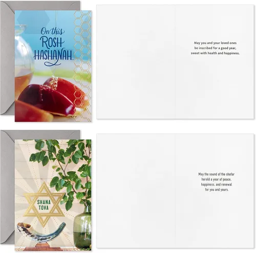 Vista 3 de Hallmark Tree of Life Rosh Hashanah - Surtido de tarjetas, Shana Tova (16 tarjetas con sobres)