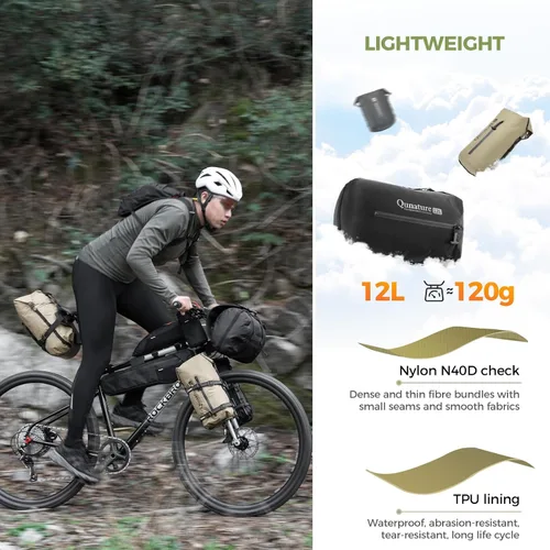 Vista 4 de Bolso de la horquilla de la bici, sistema ultraligero impermeable del rollo para Bikepacking Negro