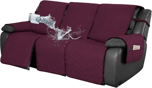 Vista 17 de Easy-Going Funda impermeable para sofá biplaza reclinable con bolsillo, funda de sofá reversible de 1 pieza para sillón reclinable de 2 asientos