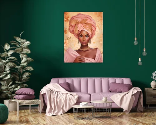 Vista 248 de Arte de pared afroamericano, decoración de rey y reina bailarín negro para sala de estar, arte de pareja de amor negro para dormitorio, lienzo