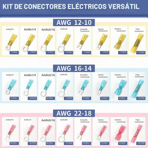Vista 2 de 325 unidades de conectores de cable termorretráctil de grado marino - Kit de conectores eléctricos Sopoby de cobre rojo estaño, conectores