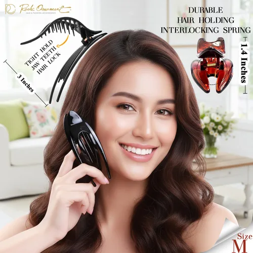 Vista 2 de RC ROCHE - 6 pinzas para el cabello de garra plana para mujer