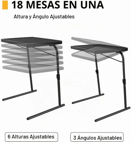 Vista 3 de Mesa de Bandeja para TV, 16.9 x 22 x 29.1 pulgadas XL PRO Mesa de Comedor Plegable con 6 Ajustes de Altura y 3 Ángulos de Inclinación, Escritorio