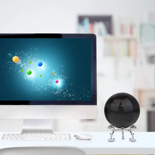 Vista 6 de MerryNine Bola de cristal con soporte para regalo de decoración del hogar Negro, cristal K9, bola de fotografía de vidrio con soporte, esfera