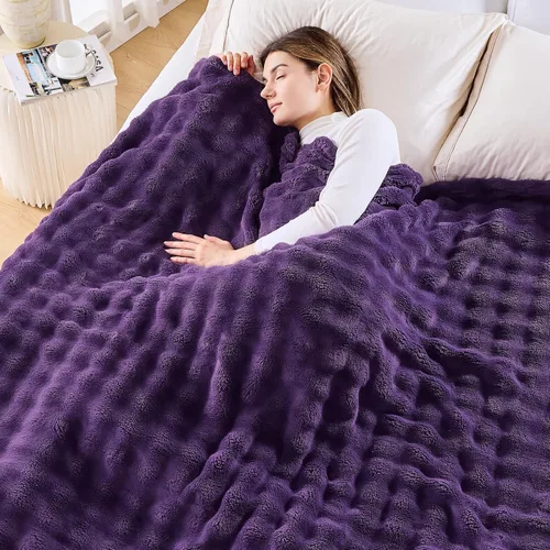 Vista 40 de NEWCOSPLAY Manta para Sofá Aqua Súper Suave de Franela Polar 3D Burbuja Ligera Manta de Cama para Uso en Todas las Estaciones (Aqua, Throw(50"x60"))