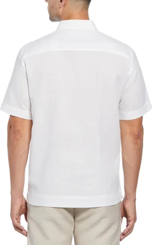 Vista 2 de Cubavera Camisa de manga corta con botones y mezcla de lino para hombre