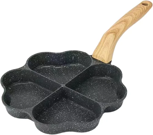Vista 6 de KLKCMS Sartén frita para huevos, mini cacerola para panqueques, utensilios de cocina, parrilla dividida, sartén resistente al calor, sartén
