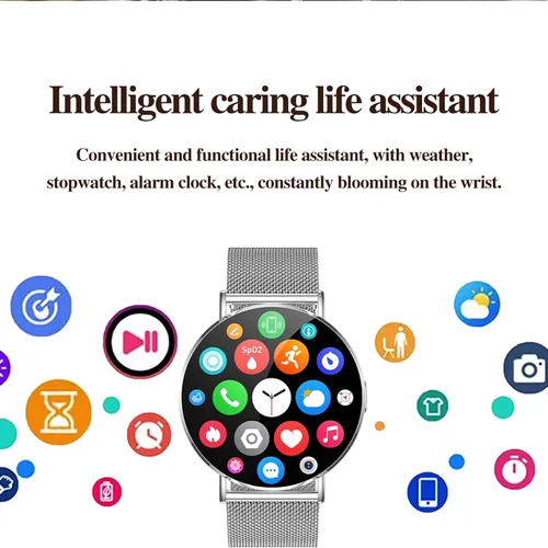Vista 3 de Reloj inteligente para mujer, reloj inteligente Bluetooth para iPhone Android (respuesta/hacer llamadas) con AI, 1.32 pulgadas, esfera