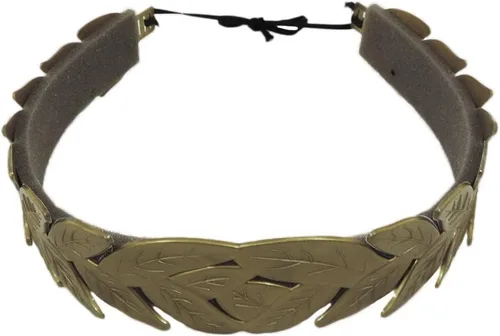 Vista 4 de Star Power Diadema de disfraz romana de hoja de laurel para hombre, color dorado, Oro