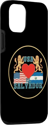 Vista 3 de iPhone 14 Bandera de El Salvador y Estados Unidos, Funda Salvadoreña