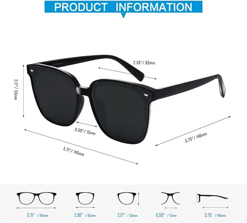 Vista 3 de VARZAR - Gafas de sol cuadradas para mujer, hombre, polarizadas, ligeras, retro, de gran